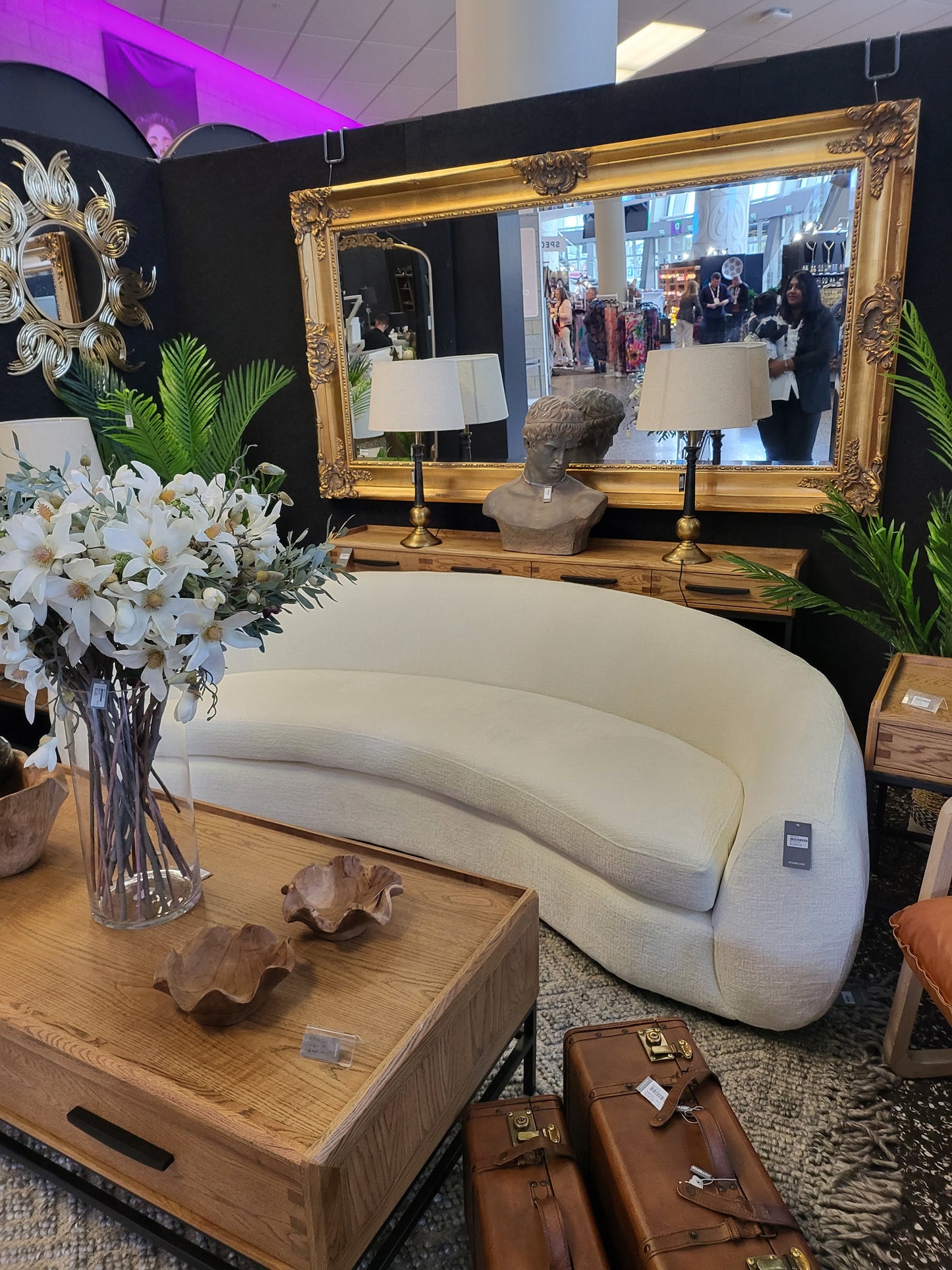 Ornate Bevelled Floor Mirror – Antique Gold