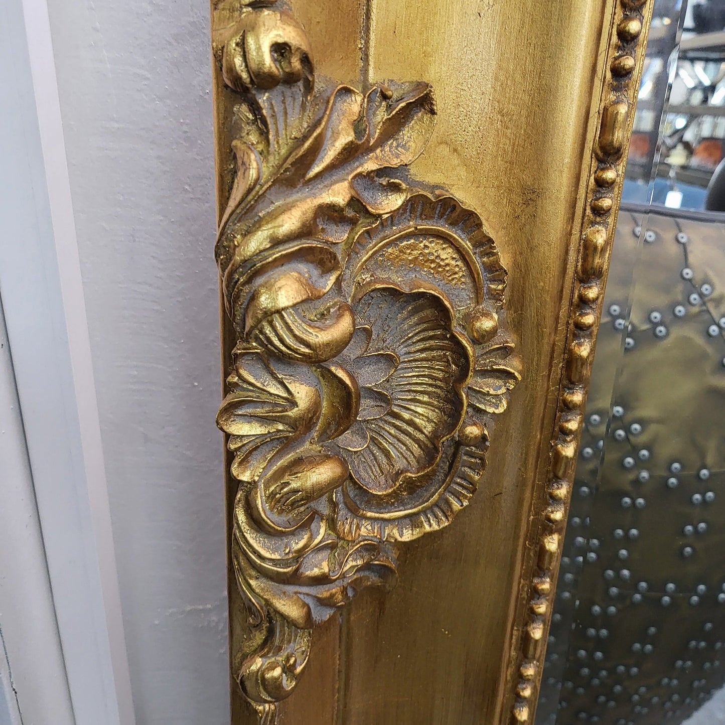 Ornate Bevelled Floor Mirror – Antique Gold