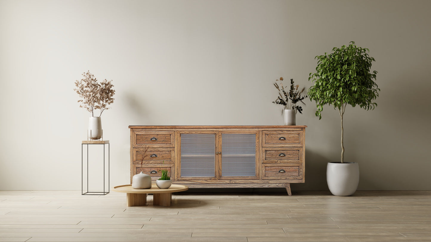 Reclaimed Oak Sideboard with Glass Doors
