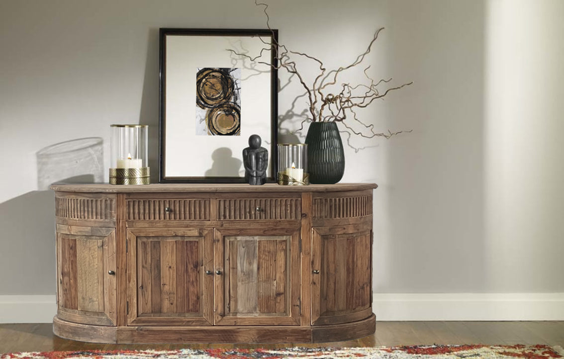 Regency Curved Sideboard - Old Elm