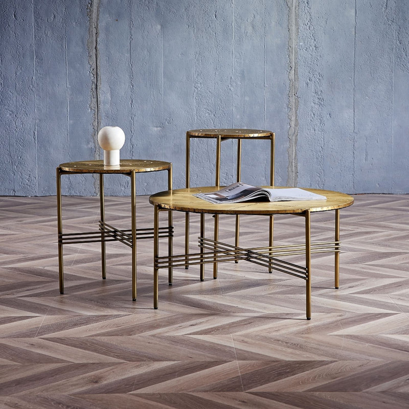 Crosshatch Coffee Copper Table - Set of 3