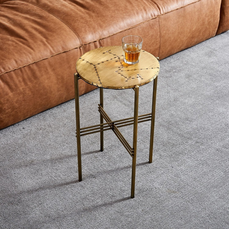 Crosshatch Coffee Copper Table - Set of 3