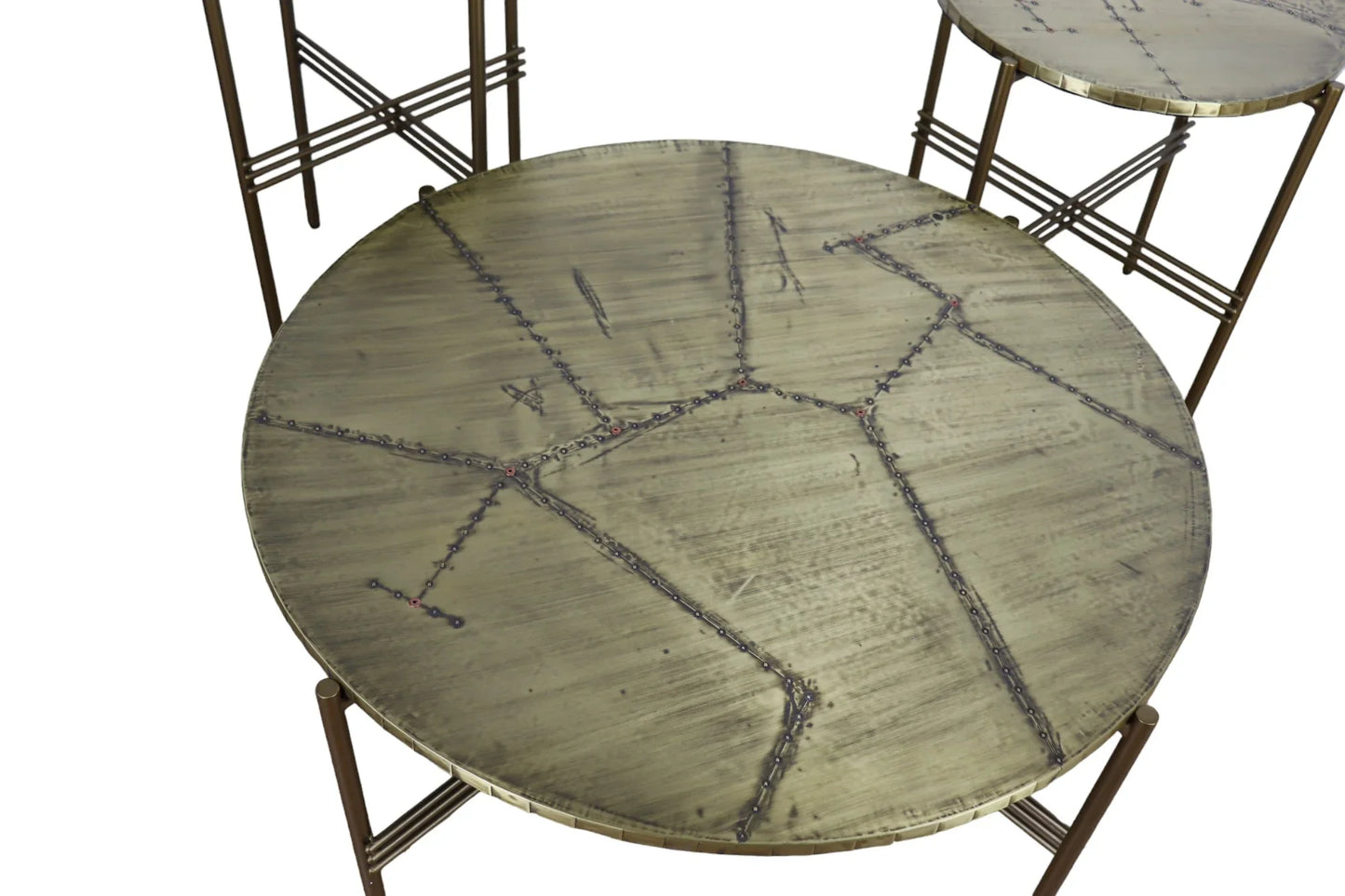 Crosshatch Coffee Copper Table - Set of 3