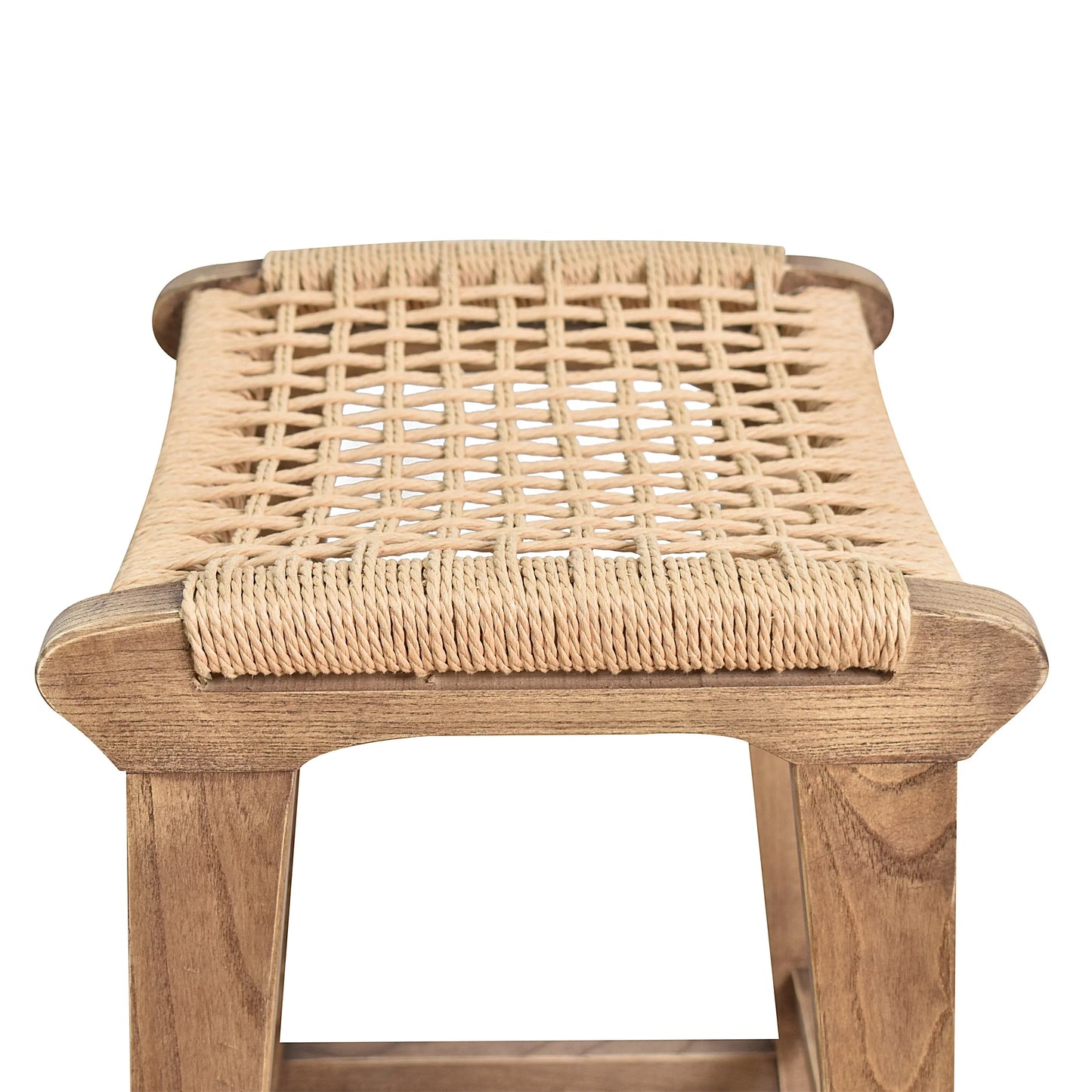 Reclaimed Oak & Rattan Counter Stool