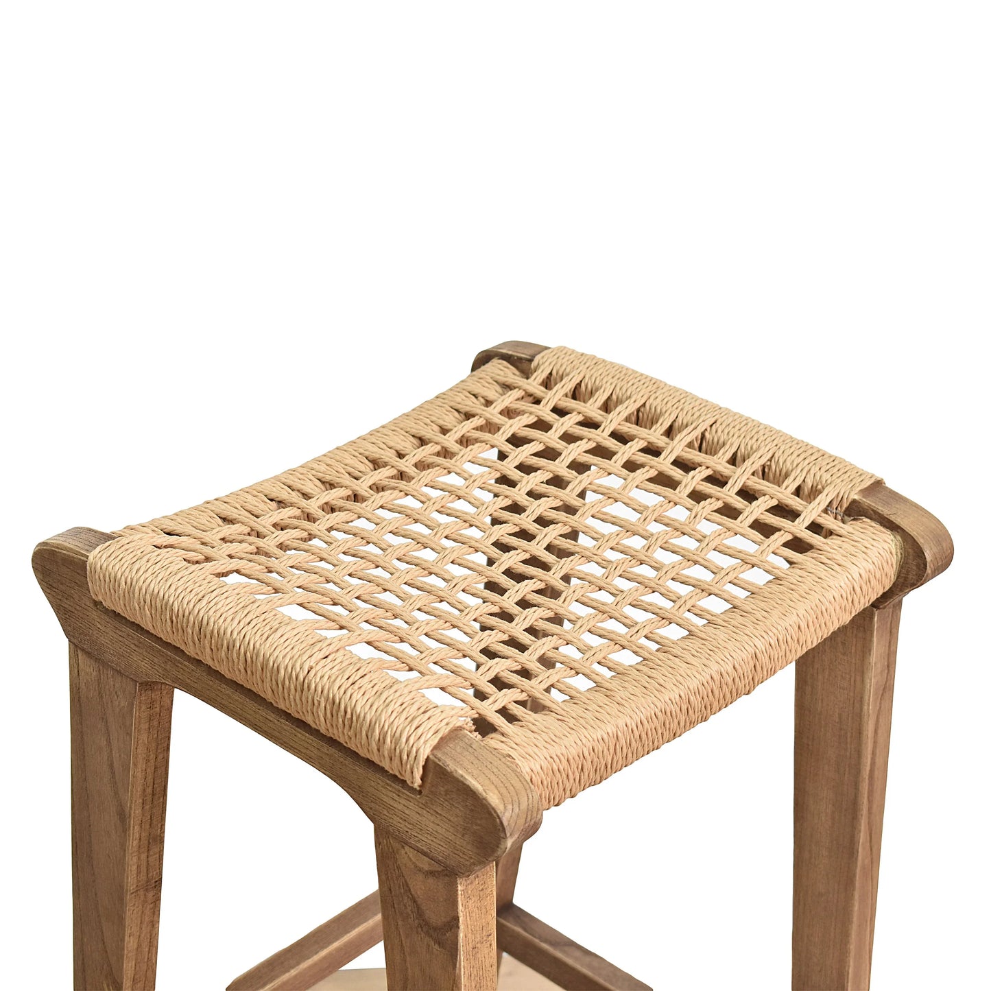 Reclaimed Oak & Rattan Counter Stool