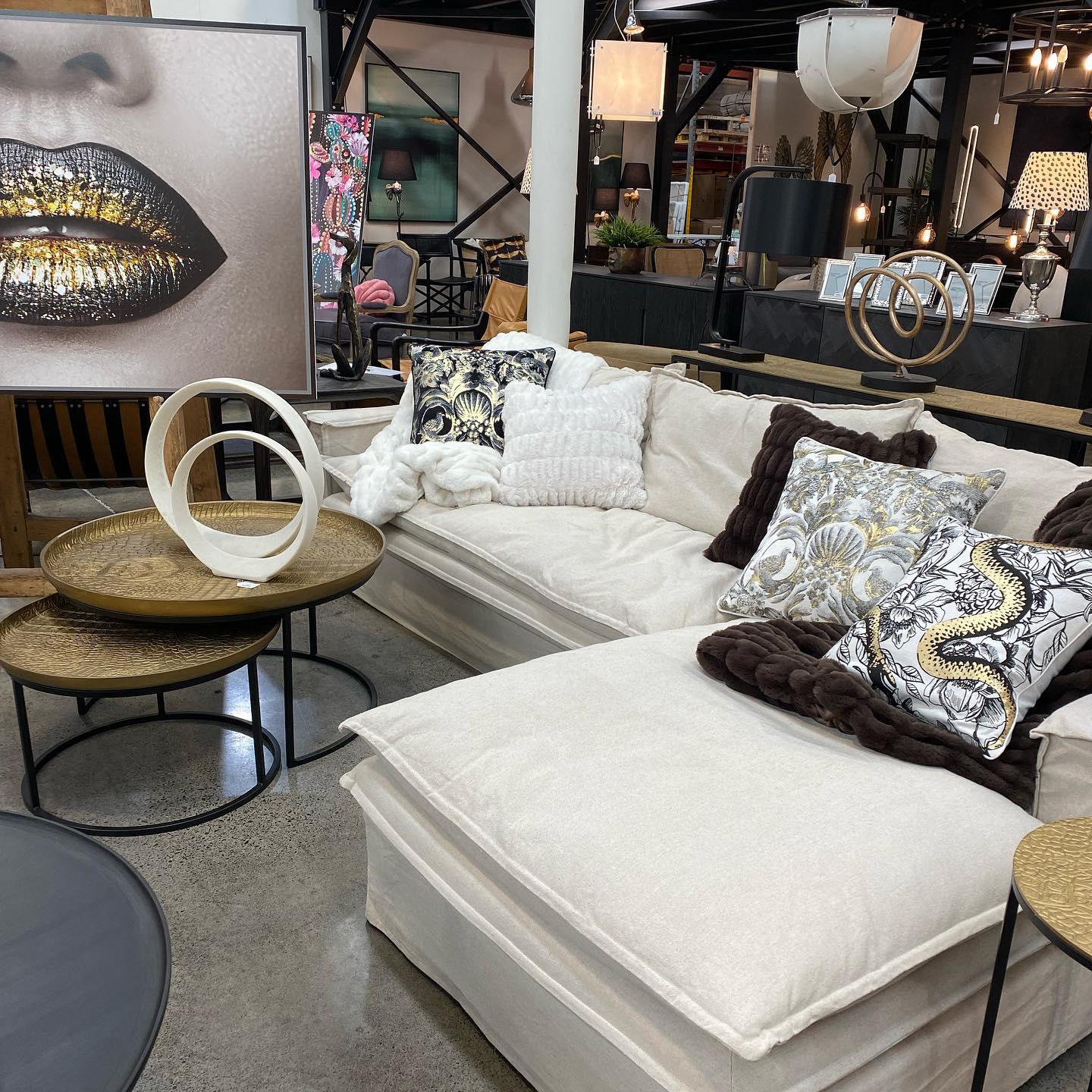 Orlando Slip Cover Sofa with Chaise - Natural
