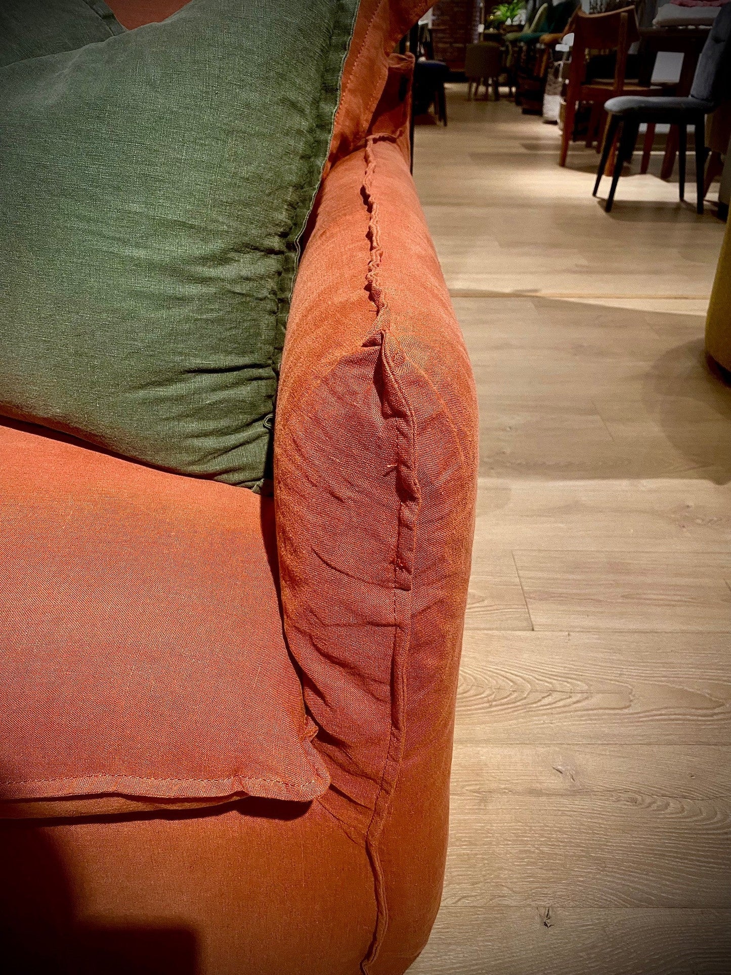 Oasis Washed Linen 3 Seat Modular Slip Cover Sofa - Rust