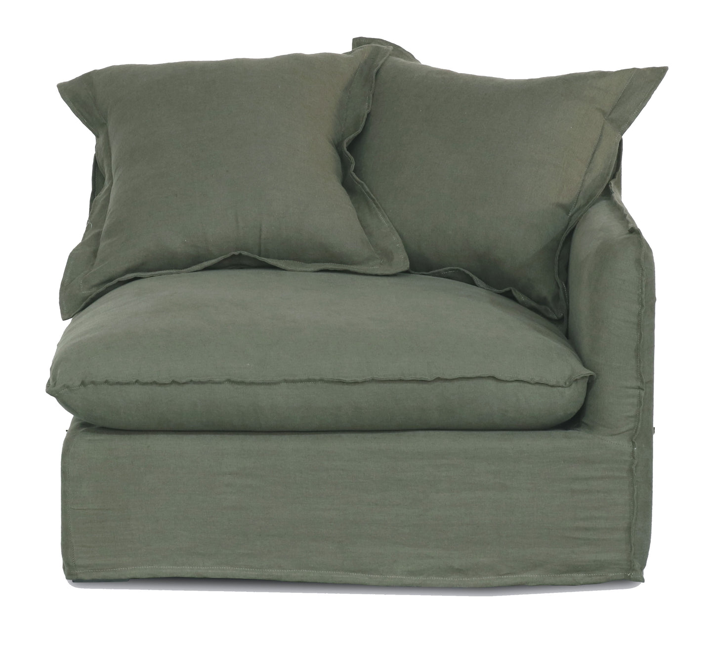 Oasis Washed Linen 3 Seat Modular Slip Cover Sofa - Olive