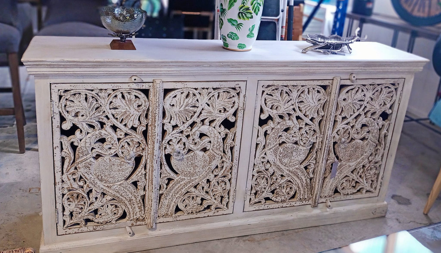 Elayna Hand Carved 4 Door Teak Sideboard