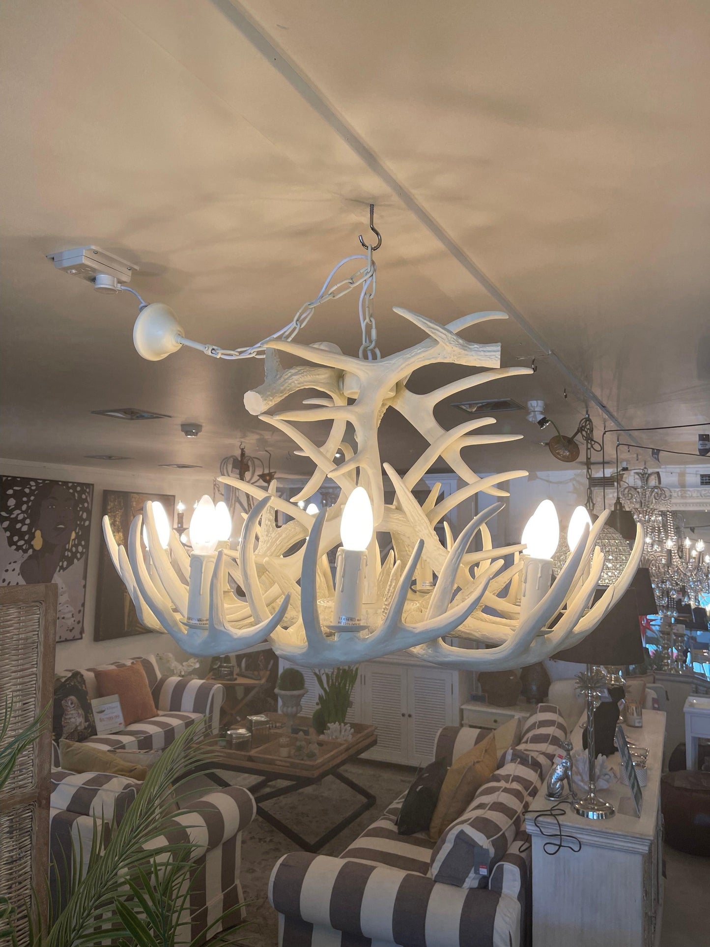Antler Chandelier - White
