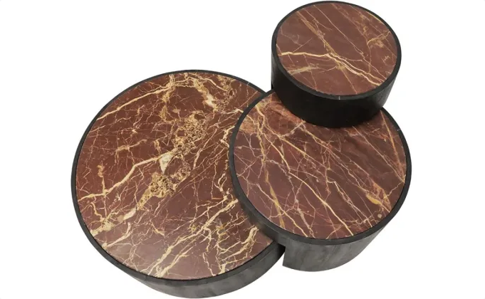 Miele Marble & Wood Coffee Table - Set of 3