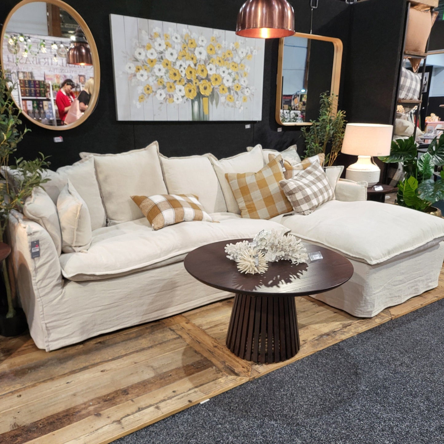 Marsala Slip Cover Sofa with Reversible Chaise - Salt & Pepper
