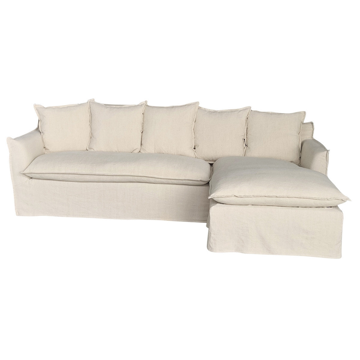 Marsala Slip Cover Sofa with Reversible Chaise - Salt & Pepper