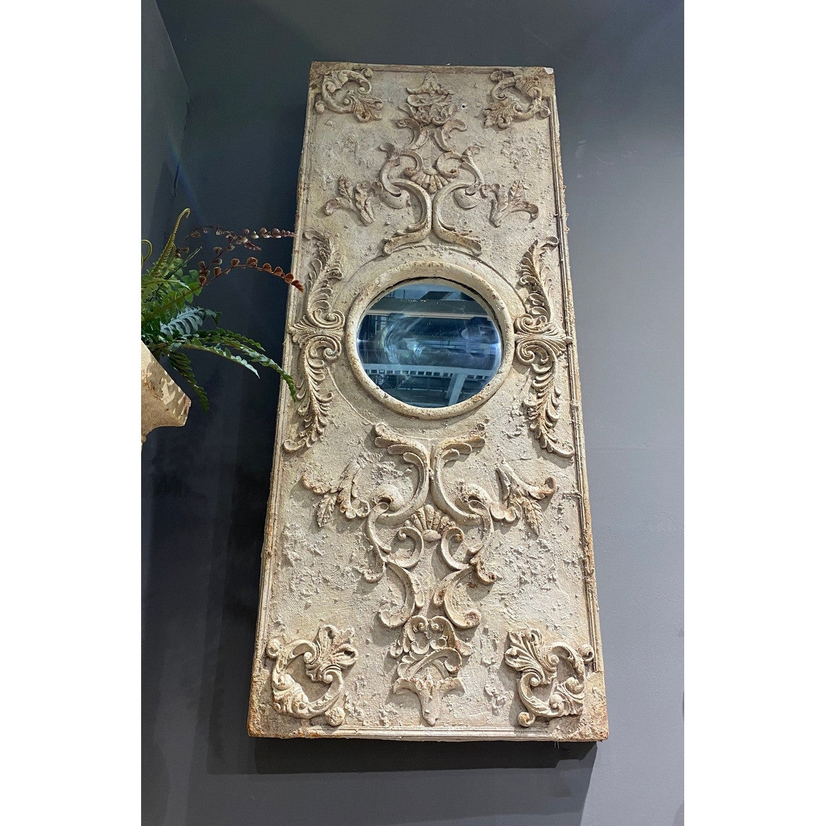 Vintage Porthole Outdoor Mirror - Antique Marble