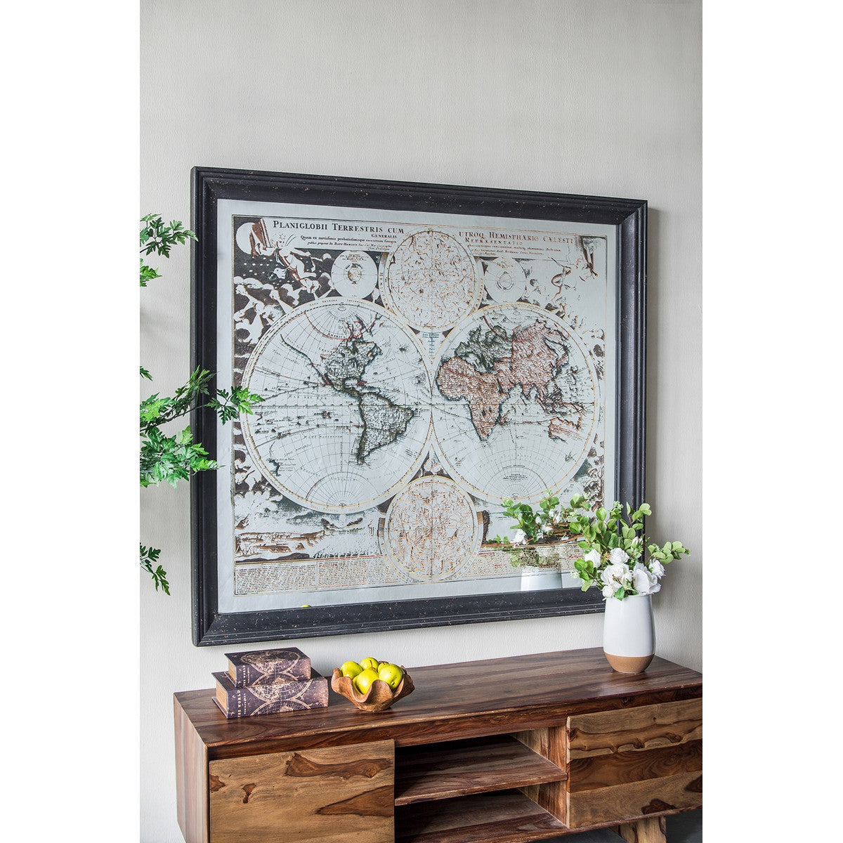 Mirrored Framed World Map Wall Hanging