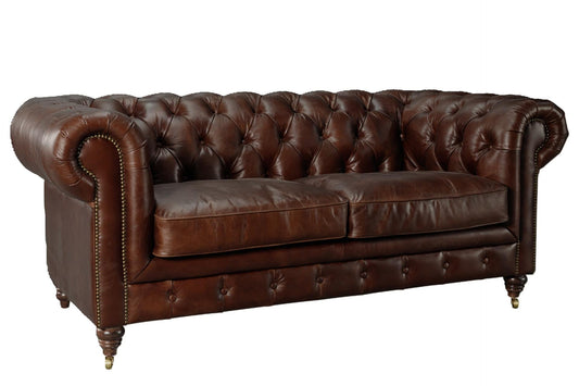 Windsor 2 Seater Aged Leather Chesterfield Sofa at online8 furniture store Auckland