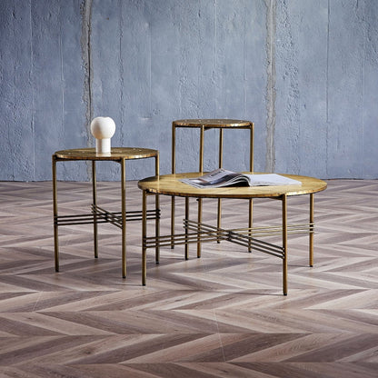 Crosshatch Coffee Copper Table - Set of 3