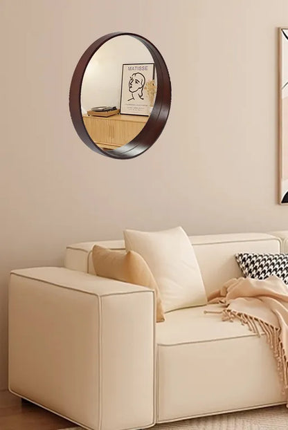 Felix Wooden Round Wall Mirror