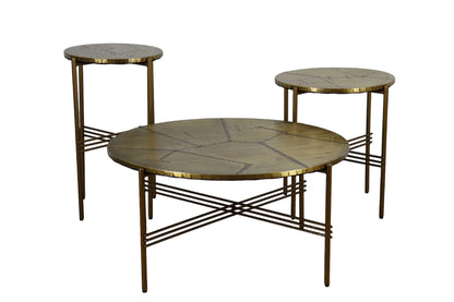 Crosshatch Coffee Copper Table - Set of 3