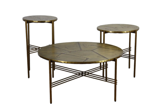 Crosshatch Coffee Copper Table - Set of 3