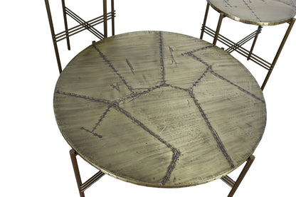 Crosshatch Coffee Copper Table - Set of 3