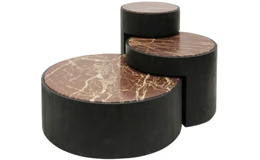 Miele Marble & Wood Coffee Table - Set of 3