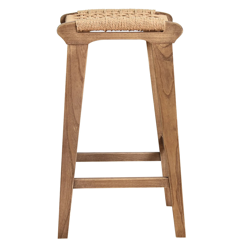 Reclaimed Oak & Rattan Counter Stool