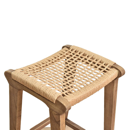 Reclaimed Oak & Rattan Counter Stool