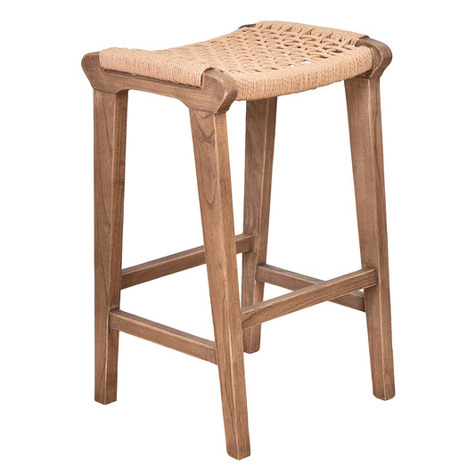 Reclaimed Oak & Rattan Counter Stool
