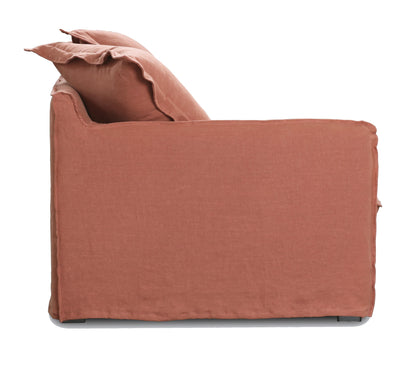 Oasis Washed Linen 3 Seat Modular Slip Cover Sofa - Rust