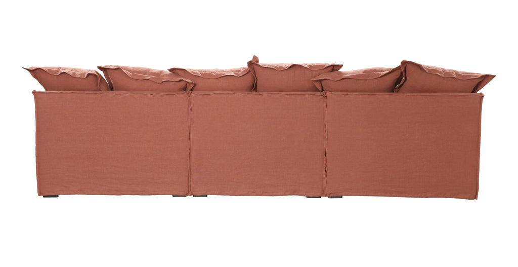 Oasis Washed Linen 3 Seat Modular Slip Cover Sofa - Rust