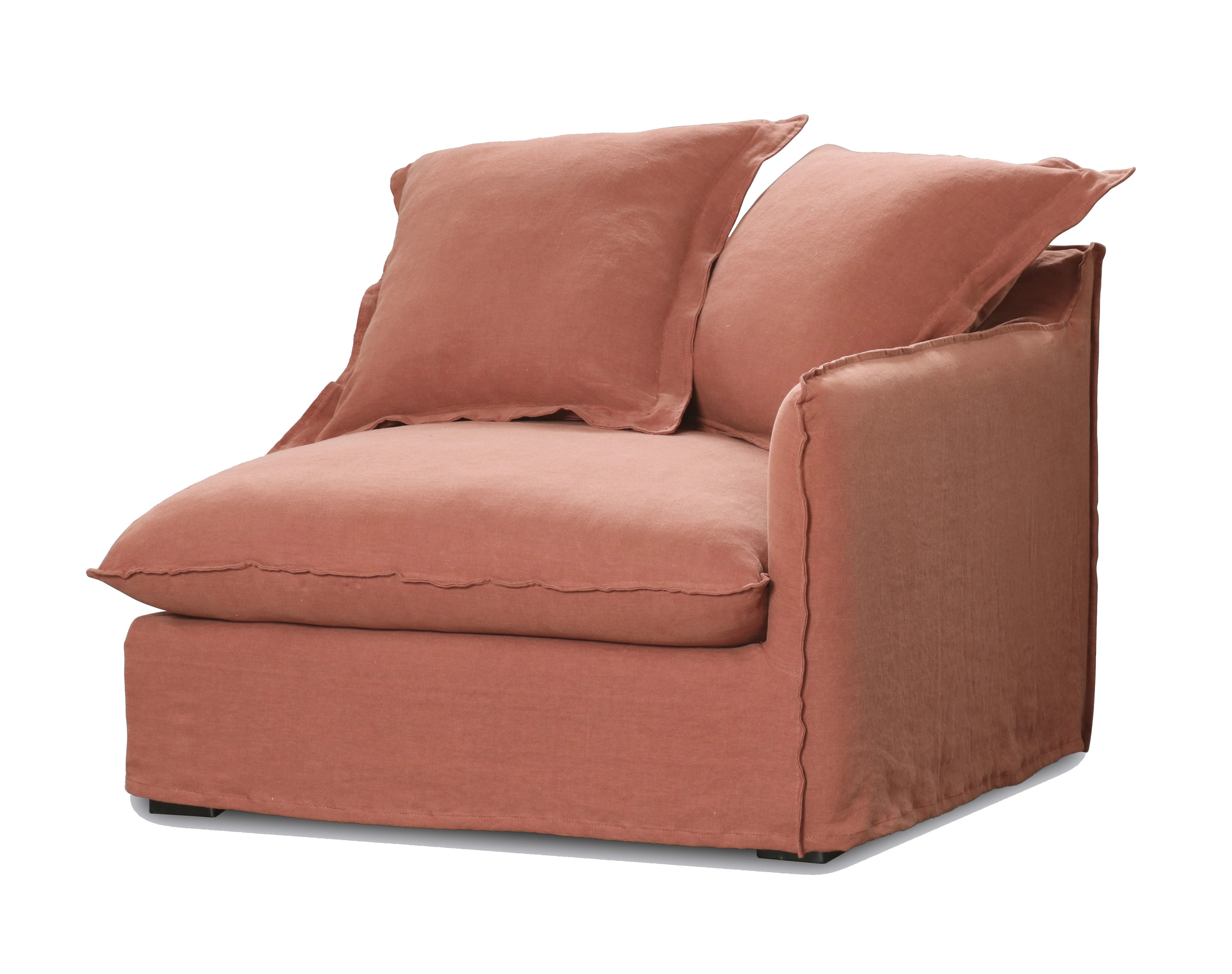 Oasis Washed Linen 3 Seat Modular Slip Cover Sofa - Rust