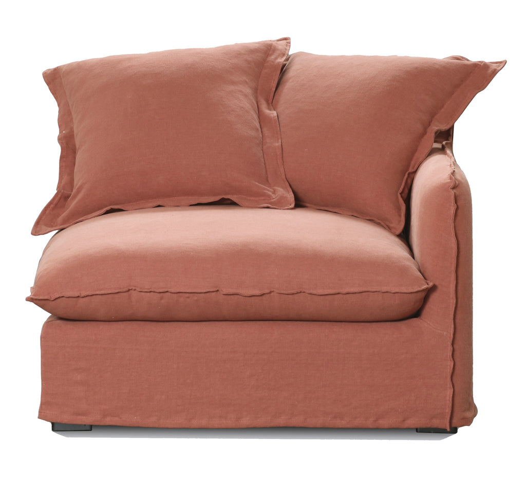 Oasis Washed Linen 3 Seat Modular Slip Cover Sofa - Rust