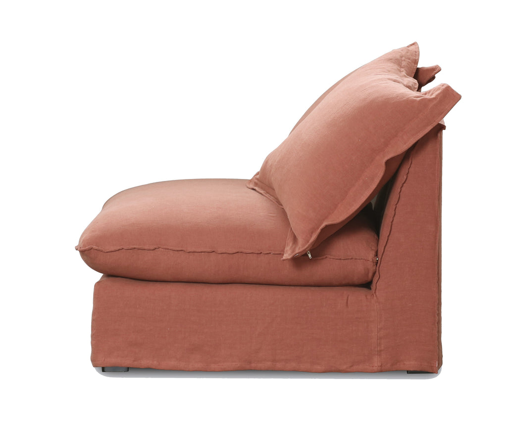 Oasis Washed Linen 3 Seat Modular Slip Cover Sofa - Rust