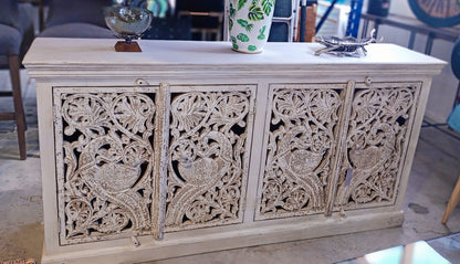 Elayna Hand Carved 4 Door Teak Sideboard