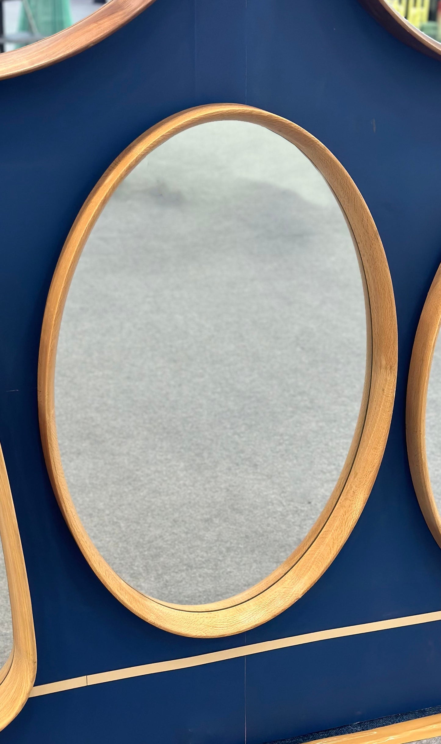 Natural Oak Round Framed Mirror