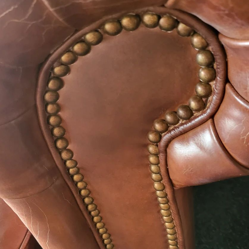 Chesterfield Aged Leather Sofa Chair - Vintage Cigar