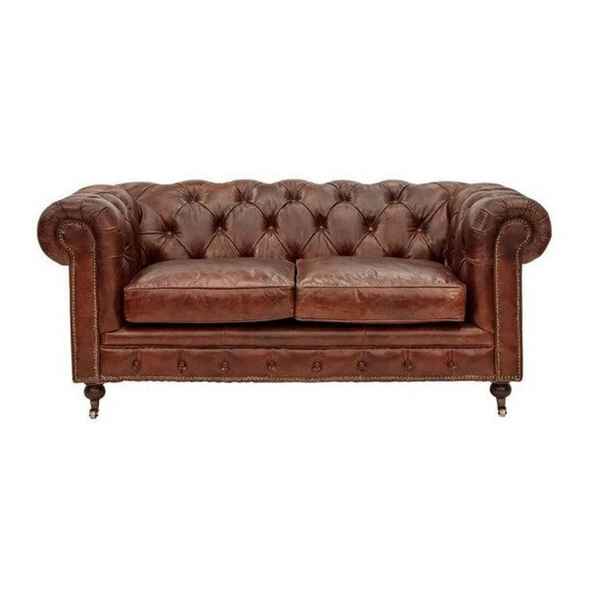 Chesterfield Aged Leather 2 Seater Sofa - Vintage Cigar