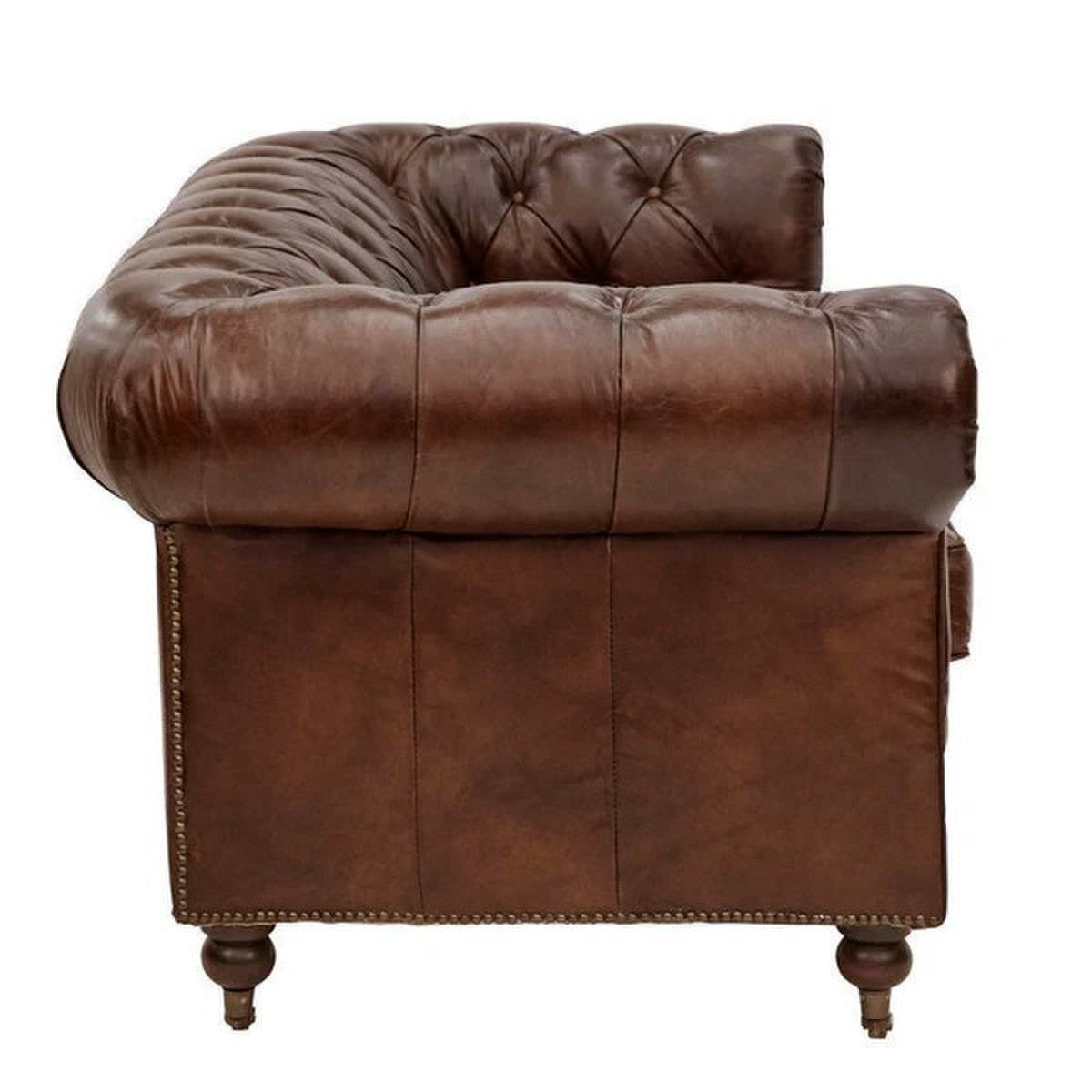Chesterfield Aged Leather 3 Seater Sofa - Vintage Cigar