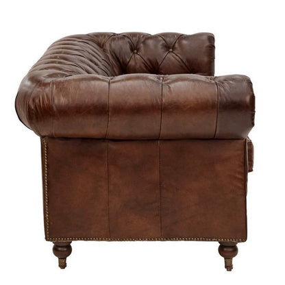 Chesterfield Aged Leather 3 Seater Sofa - Vintage Cigar