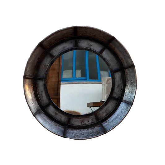 Antique Silver Round Wall Mirror