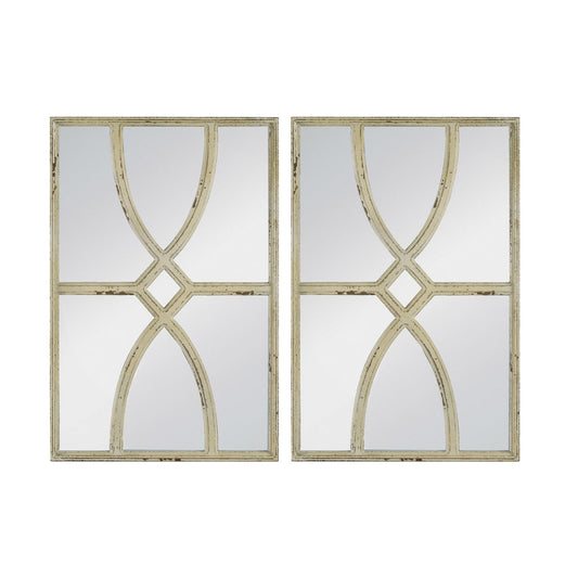 Antique White Carved Wall Mirror Set/2