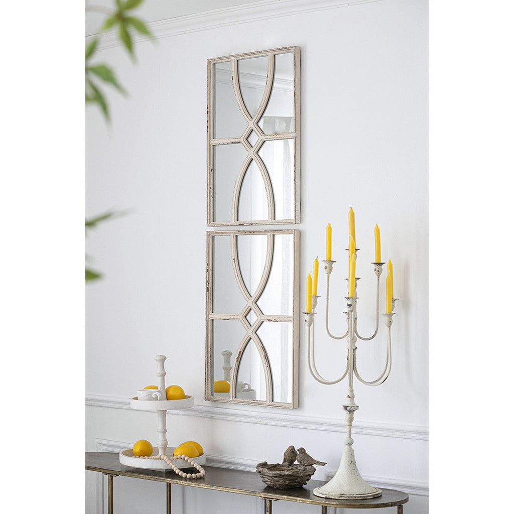 Antique White Carved Wall Mirror Set/2