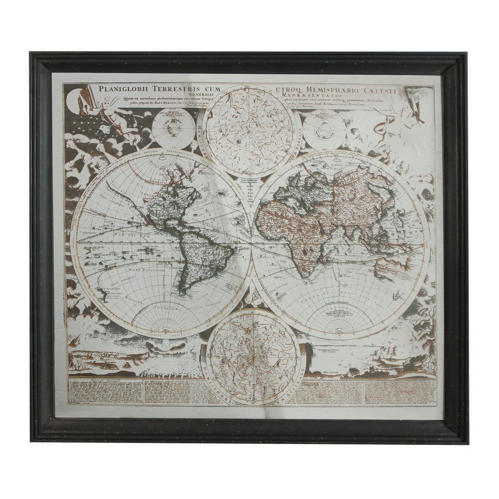 Mirrored Framed World Map Wall Hanging