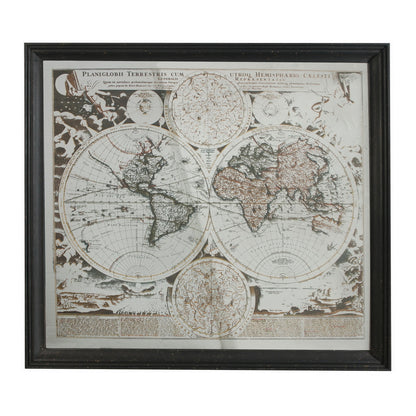 Mirrored Framed World Map Wall Hanging