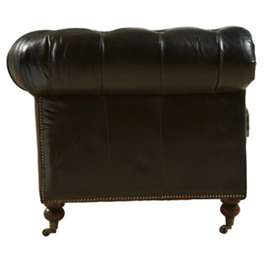 Chesterfield Aged Leather Armchair - Belon Black