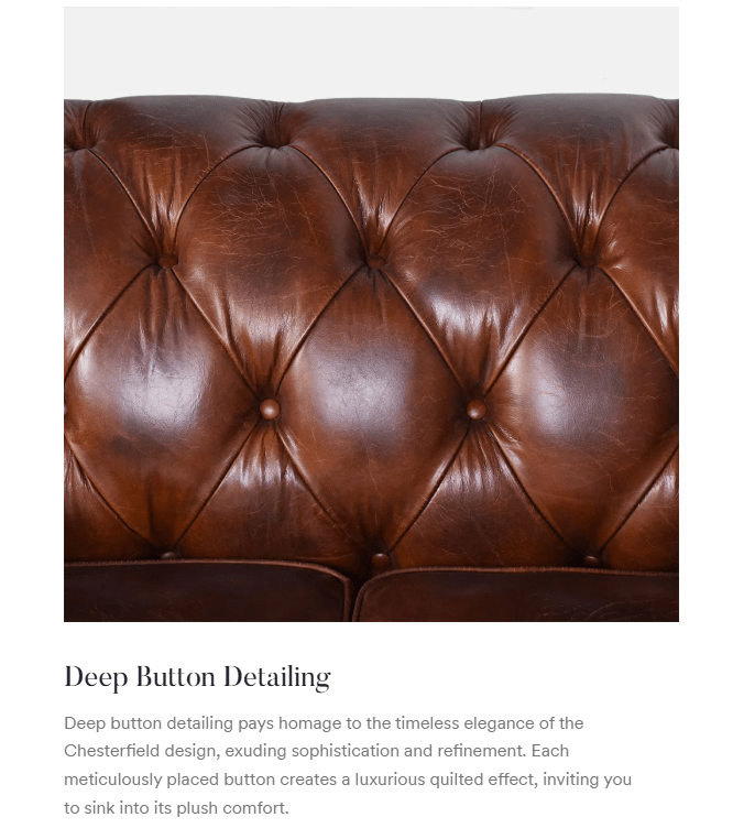 Windsor 2 Seater Aged Leather Chesterfield Sofa at online8 furniture store Auckland