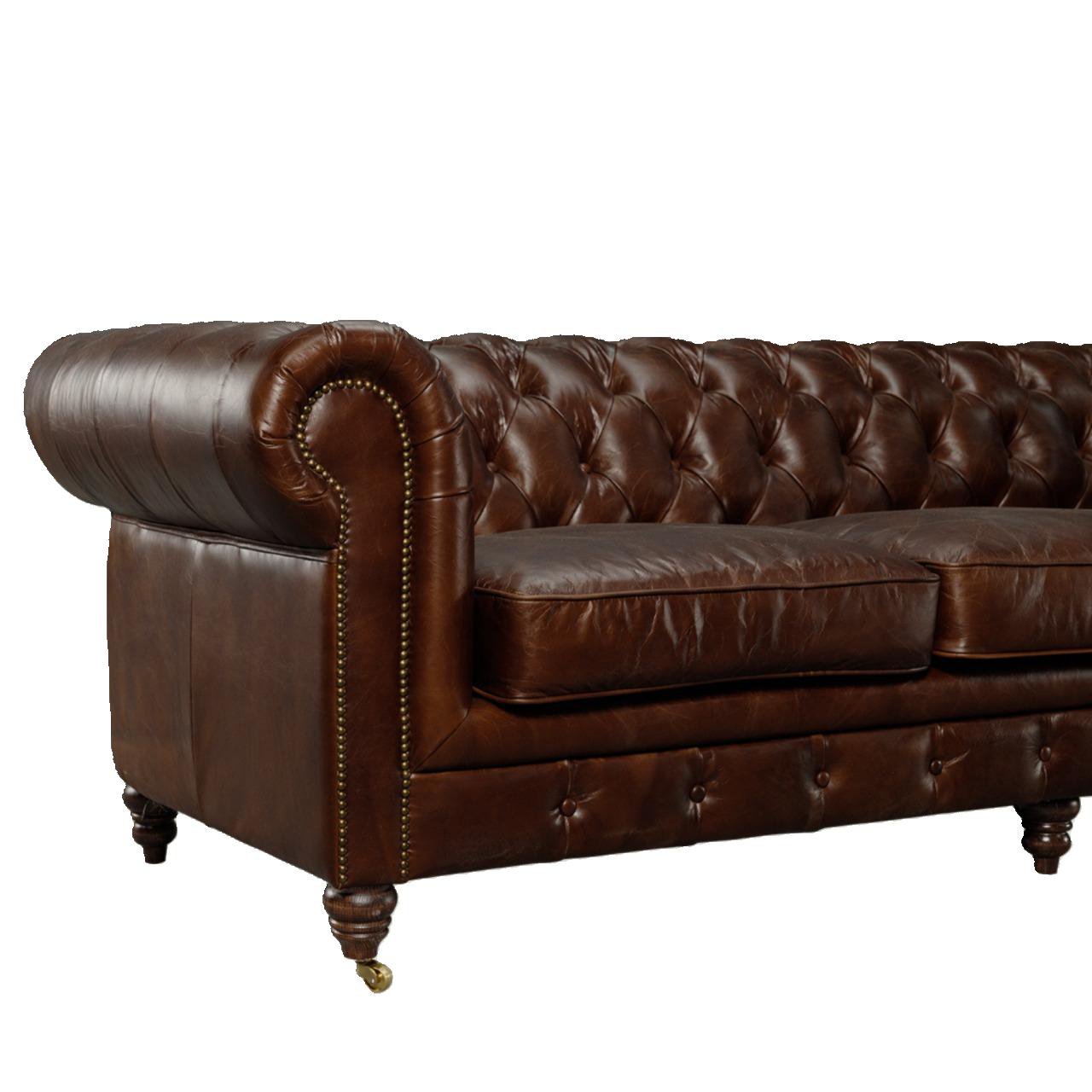 Windsor 3.5 Seater Aged Leather Chesterfield Sofa at online8 furniture store Auckland