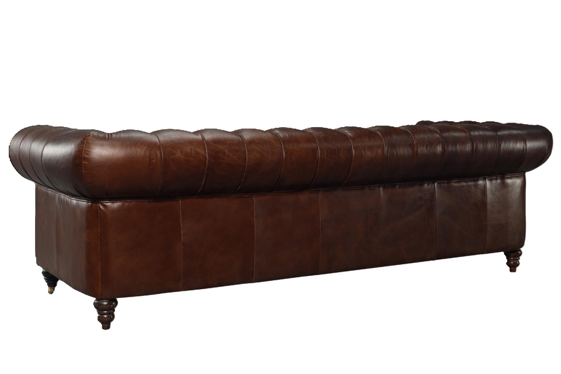 Windsor 3.5 Seater Aged Leather Chesterfield Sofa at online8 furniture store Auckland