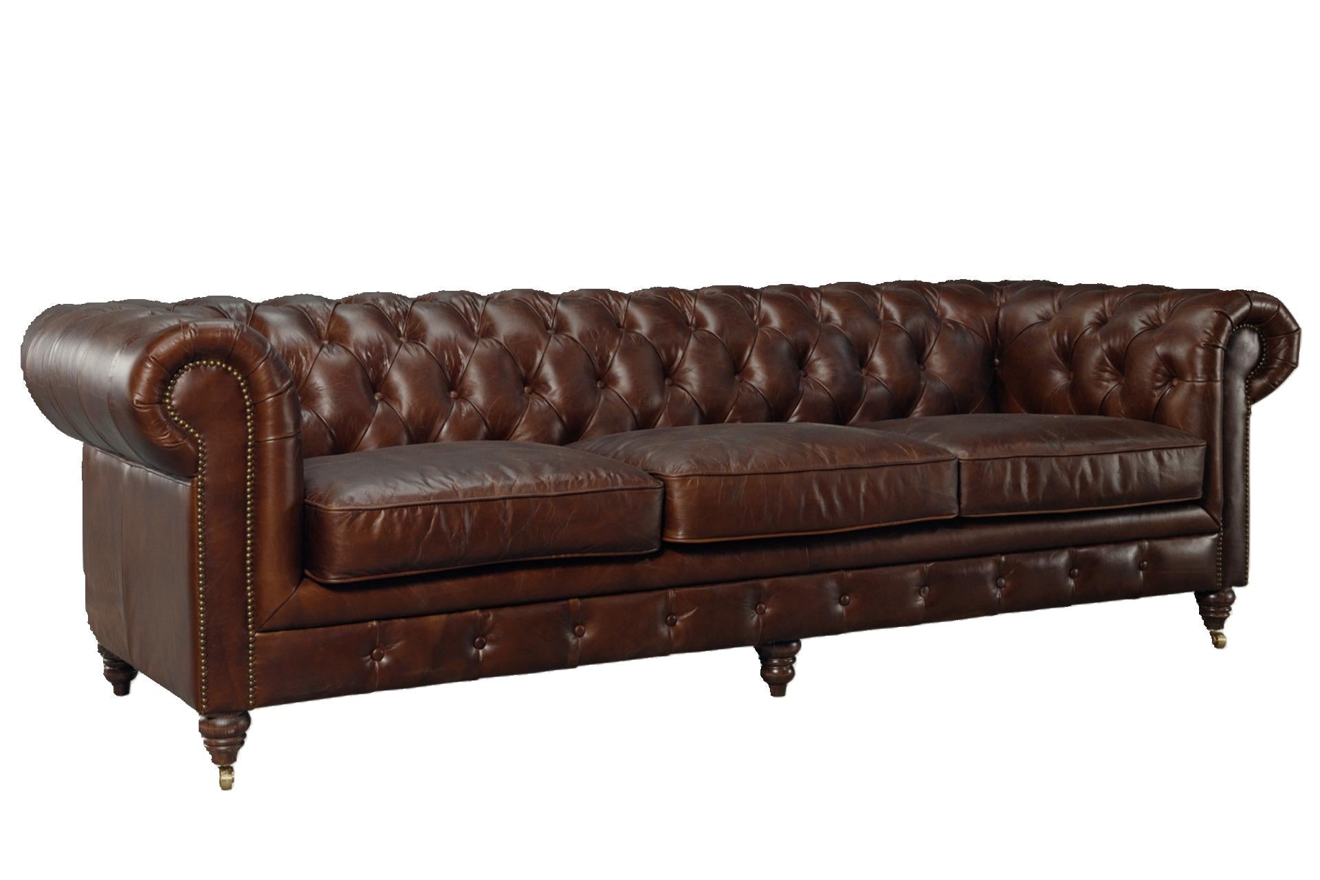 Windsor 3.5 Seater Aged Leather Chesterfield Sofa at online8 furniture store Auckland